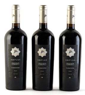 Three Amplus Santa Ema bottles, vintage 2004.
Category: red wine, Carmenère. D.O. Valle de Cachapoal. Maipo Island (Chile).
Level: A.
750 ml.