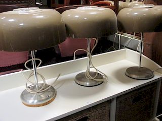 Seven 1970's table/desk lamps, shades approx 31cm diameter <br> <br>