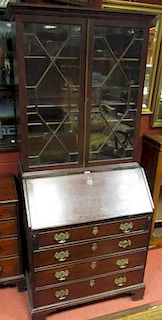 A 19th century mahogany marriage bureau bookcase, 201 x 88 x 61cm <br> <br>