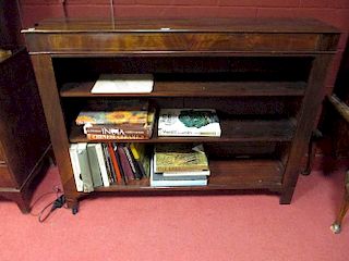 An open front mahogany and inlaid bookcase, 108 x 145 x 34cm <br> <br>