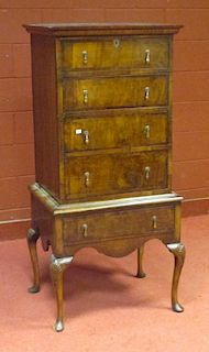 A 20th century walnut revival chest on stand, 150 x 68 x 52cm <br> <br>