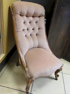 A Victorian nursing chair with button upholstery <br> <br>