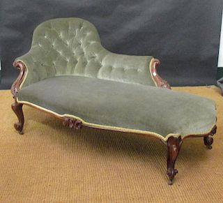 A Victorian carved rosewood showframe chaise longue, 190cm <br> <br>
