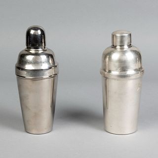 Group of Two Mid-Century Modern Silver Cocktail Shakers