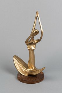 Mid-Century Modern Brass Female Nude Maquette