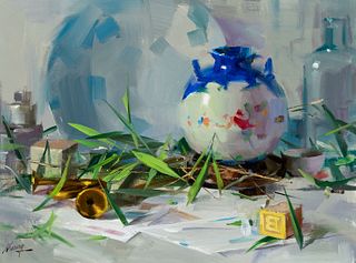 Qiang Huang, Vase and Bamboo