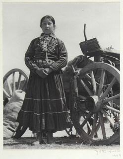 Milton Snow, Navajo Girl By a Wagon, 1944