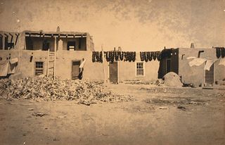 Unknown, San Juan Pueblo Home with Chile Ristras, ca. 1930