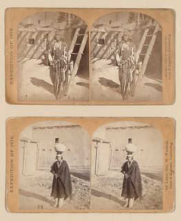 Timothy O'Sullivan, Two Stereoscope Albumen Prints of Zuni Pueblo, ca. 1873