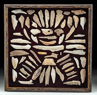 Framed 14th C. Pre-Contact Inuit Bone Tools (60 pcs)