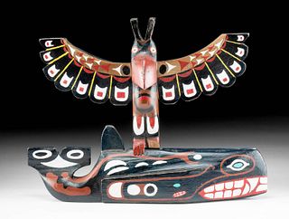 1951 Kwakwaka'wakw / Haida Wood Whale & Eagle Totem