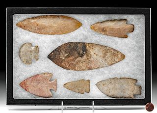7 Native American Stone Tools - 5 Points & 2 Blades