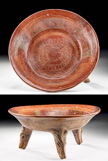 Aztec Pottery Tripod Dish with Coyote Head Legs