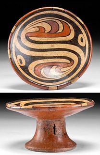 Cocle Polychrome Pedestal Dish w/ Abstract Birds