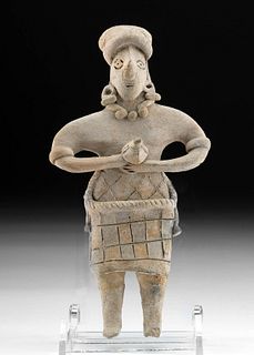 Colima Pottery Standing Female Figure w/ Incised Skirt