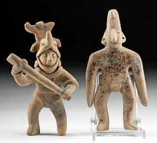 Two Colima Pottery Standing Gingerbread Figures
