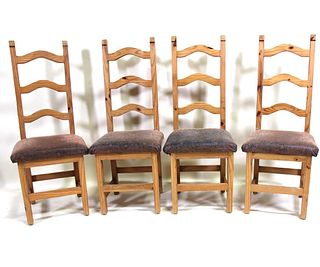 SET OF FIVE LADDER BACK CHAIRS