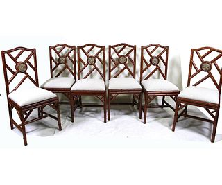 SET OF EIGHT ORIENTAL STYLE FAUX BAMBOO DINING CHA
