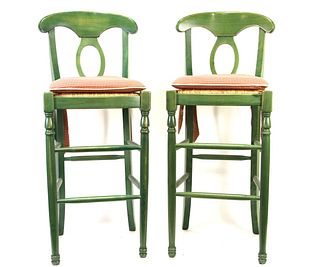 PAIR OF FRENCH STYLE PAINTED BAR STOOLS