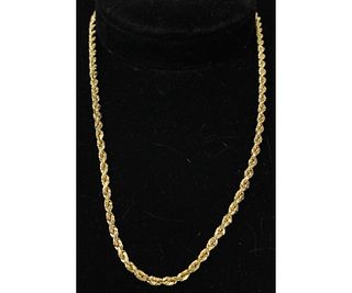 NEW 14kt GOLD 18in DIAMOND CUT ROPE NECKLACE