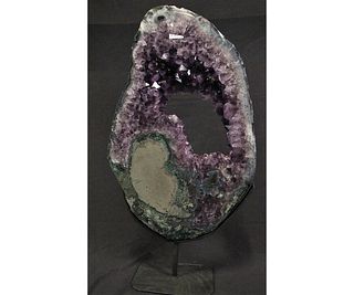 LARGE AMETHYST SLICE ON STAND