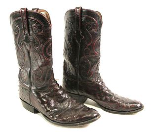 PAIR OF MENS LUCCHESE OSTRICH BOOTS
