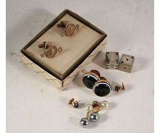 MIXED LOT OF CUFFLINKS AND DICE