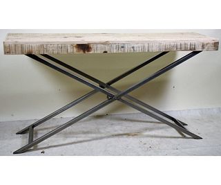CONTEMPORARY WOOD TOP POP-UP CONSOLE TABLE