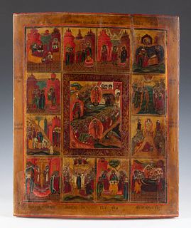 Russian school, workshops of the Old Believers, second half of the 17th century.
"Resurrection of Christ, Christ's Descent into Hell, and His Life in 
