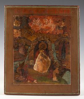 Russian school, 18th-19th centuries.
"Elijah in the Wilderness".
Tempera on panel.