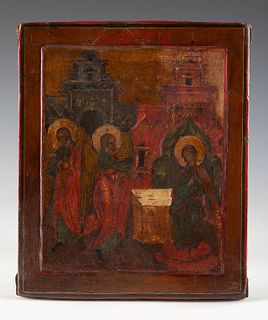 Russian school, late 18th century.
"Annunciation".
Tempera, gold leaf on panel.