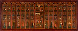 Russian school, 18th-19th century.
"Portable five-tiered iconostasis".
Tempera, gold leaf on panel.
