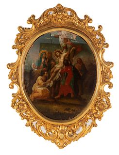 Russian school of the 19th century.
"Descent from the Cross".
Oil on panel.