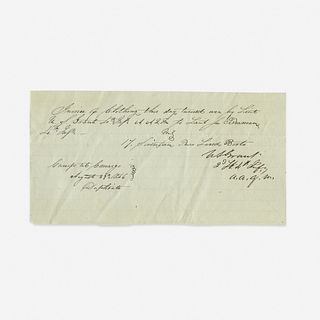 [Presidential] Grant, Ulysses S. Signed Receipt
