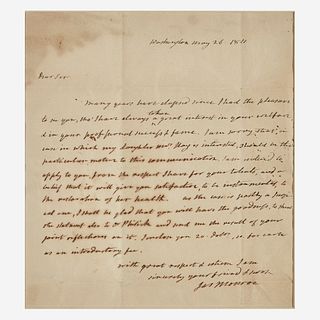 [Presidential] Monroe, James Autograph Letter, signed