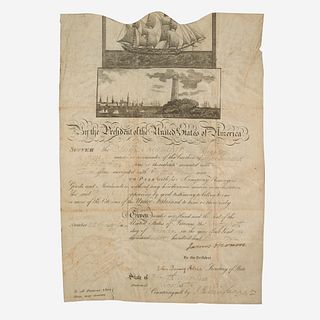 [Presidential] Monroe, James Signed Ship's Passport