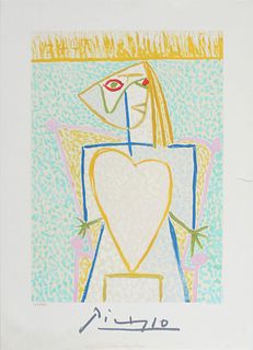 Pablo Picasso (After) - Femme au Buste en Coeur