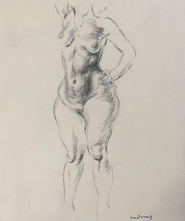 Paul Cadmus - Female Nude Torso Original Drawing