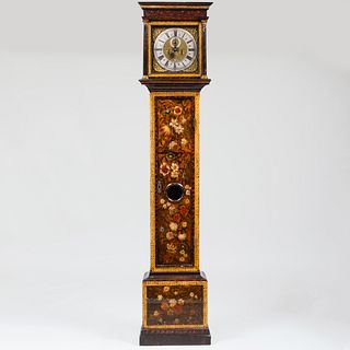 William and Mary Polychrome Painted Long Case Clock, Dial Signed Wm. Stephans, Godalining