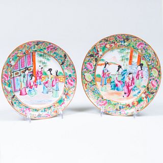 Pair of Mandarin Palette Porcelain Bread Plates