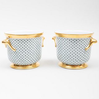 Pair of Herend Porcelain Wine Coolers