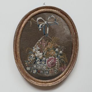 Victorian Oval Woolwork Picture