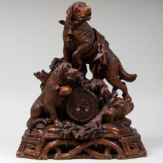 Black Forest Sporting Dog Group Mantel Clock