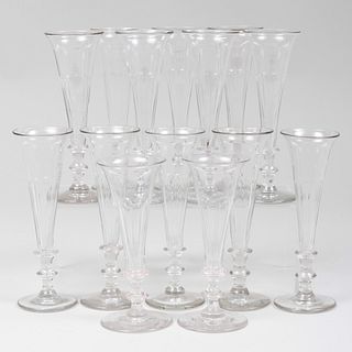 Group of Fourteen English Glass Flutes