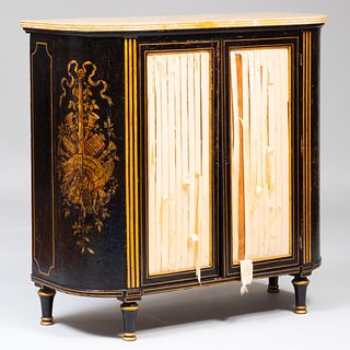 Regency Black Painted and Parcel-Gilt Side Cabinet
