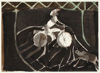 Francisco Toledo, Untitled (Cyclist with Dog)