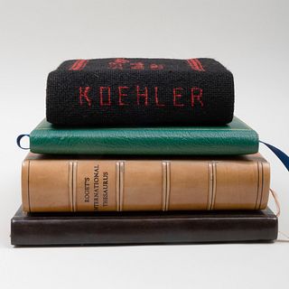 Modern Mahogany Book Stand and a Group of Henry Koehler Ephemera