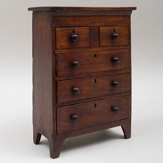 Miniature Stained Wood Chest of Drawers