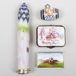 Group of Four Enameled Articles
