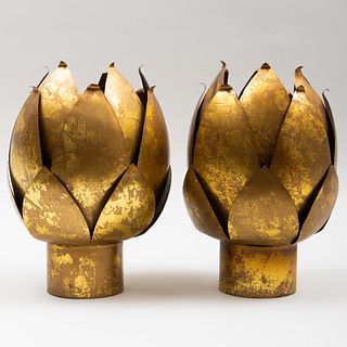 Pair of Large Gilt Artichoke Form Table Ornaments 